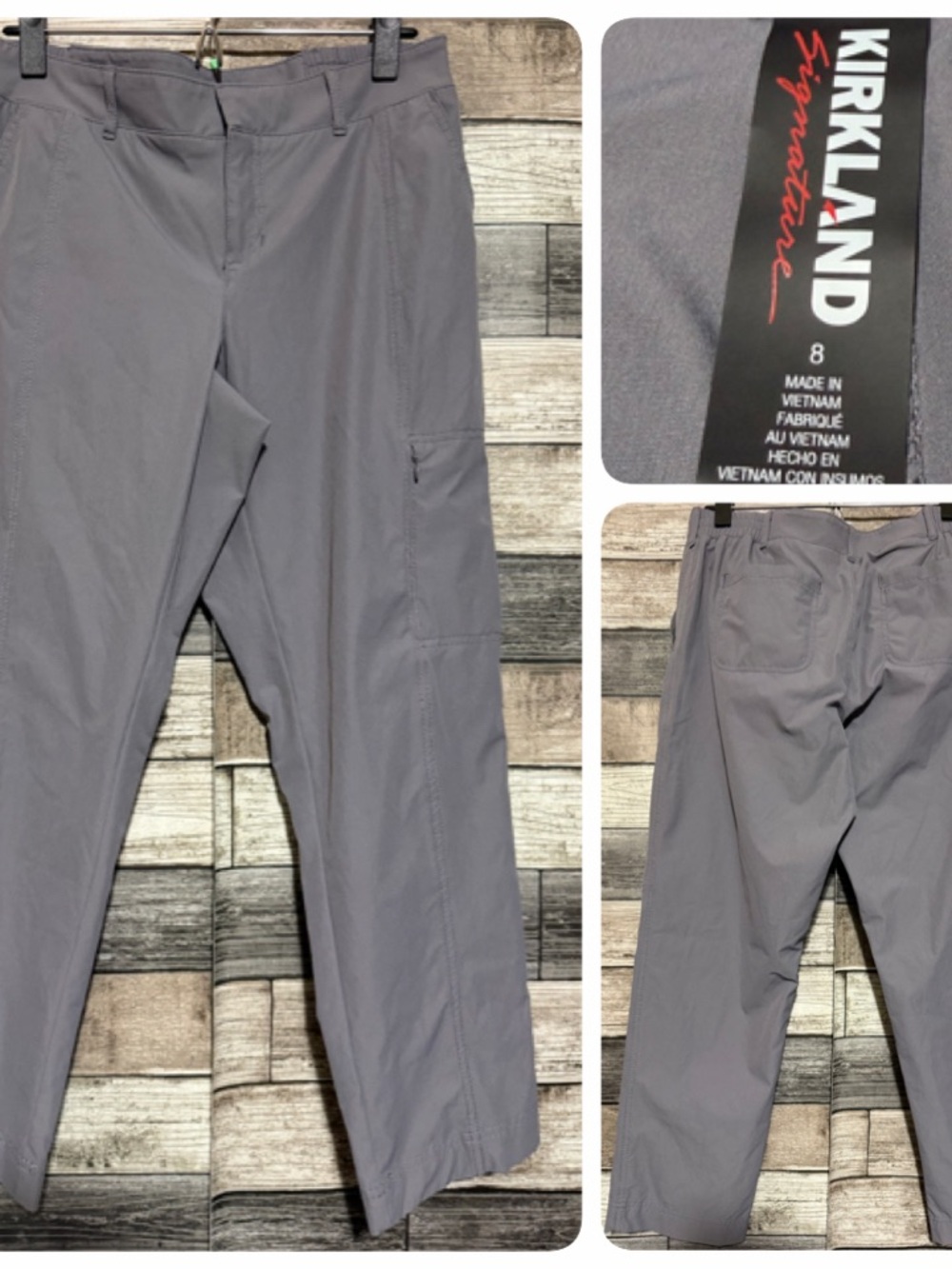 Kirkland Signature Travel Pant Size 8 Gray Lightweight Stretch Hiking Inseam 26